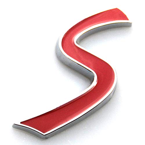 EmbRoom S Lettering w/Mount Emblem Badge Metal Front Grille Grill Chrome Sticker Replacement for MINI Cooper R50 R53 R55 R56 R57 R59 F56 F55 (Red) - Image 2