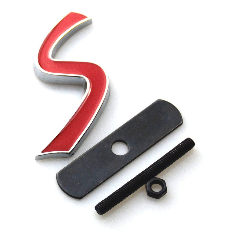EmbRoom S Lettering w/Mount Emblem Badge Metal Front Grille Grill Chrome Sticker Replacement for MINI Cooper R50 R53 R55 R56 R57 R59 F56 F55 (Red) - Image 4