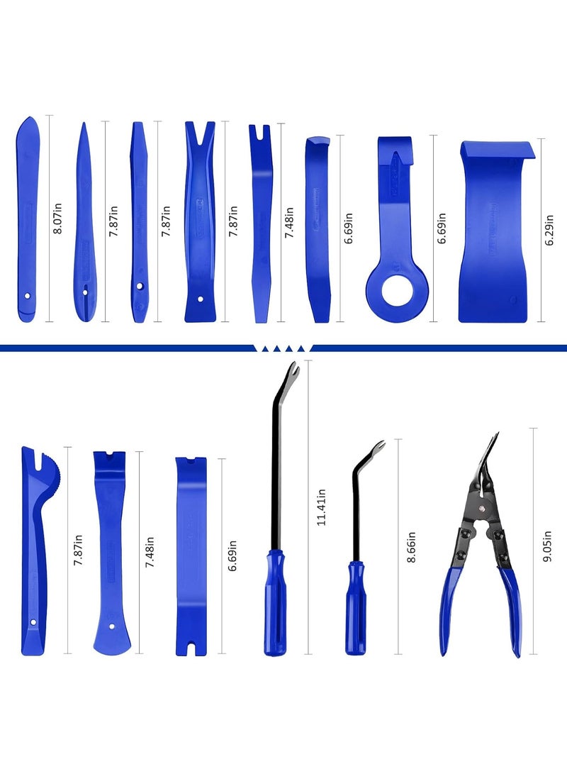 صاروخ فلاير مجموعة إزالة صوت السيارة، مجموعة إزالة طرف تثبيت المشبك التلقائي، مجموعة أدوات بلاستيكية للفتح، لوحات السيارة/لوحات العدادات/الأبواب/الصوت/الراديو/الستيريو، 19 قطعة تأتي مع حقيبة تخزين (زرقاء) - Image 2