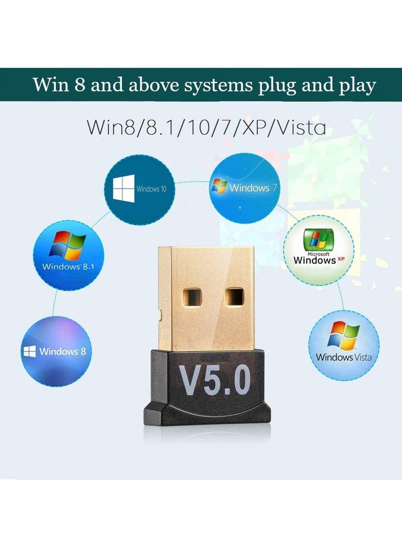 ماركة غير محددة - محول بلوتوث 5.0 USB دونجل، محول USB صغير بلوتوث V5.0 USB يدعم نظام التشغيل Windows 7/8.1/10/XP، لسطح المكتب والكمبيوتر المحمول والماوس ولوحة المفاتيح والطابعات وسماعات الرأس ومكبرات الصوت - Image 1