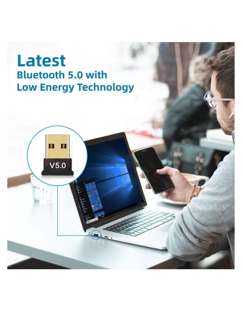 ماركة غير محددة - محول بلوتوث 5.0 USB دونجل، محول USB صغير بلوتوث V5.0 USB يدعم نظام التشغيل Windows 7/8.1/10/XP، لسطح المكتب والكمبيوتر المحمول والماوس ولوحة المفاتيح والطابعات وسماعات الرأس ومكبرات الصوت - Image 1