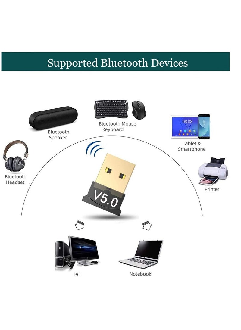ماركة غير محددة - محول بلوتوث 5.0 USB دونجل، محول USB صغير بلوتوث V5.0 USB يدعم نظام التشغيل Windows 7/8.1/10/XP، لسطح المكتب والكمبيوتر المحمول والماوس ولوحة المفاتيح والطابعات وسماعات الرأس ومكبرات الصوت - Image 1