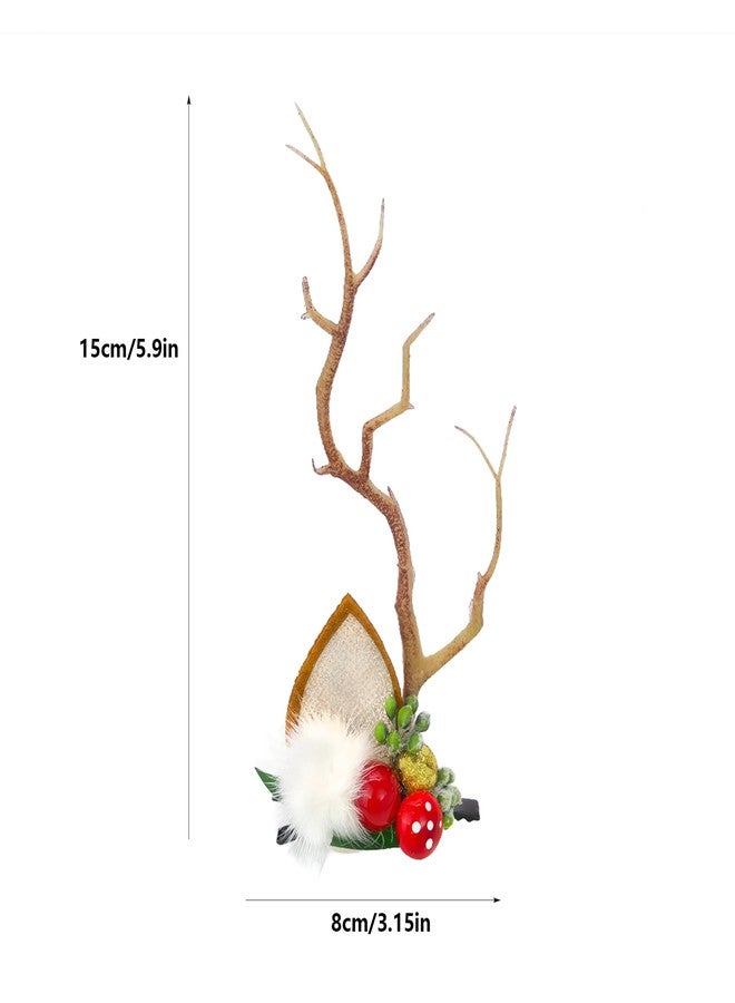 TOECWEGR Deer Antler Headbands Christmas Flower Branches Hair Clips Hoop Reindeer Antlers Headband Photo Shoot Forest Holiday Beauty Headdress - Image 2