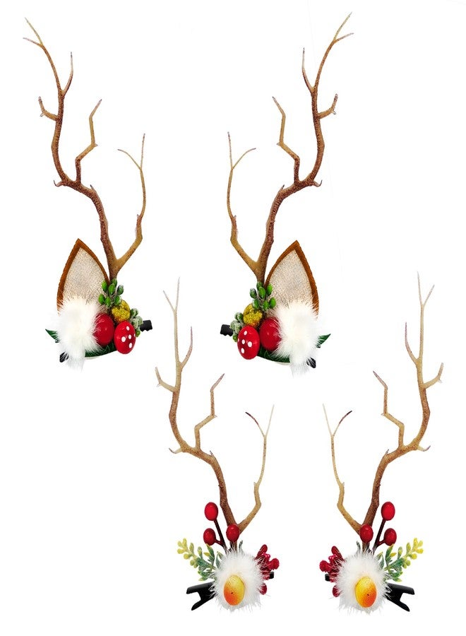 TOECWEGR Deer Antler Headbands Christmas Flower Branches Hair Clips Hoop Reindeer Antlers Headband Photo Shoot Forest Holiday Beauty Headdress - Image 1