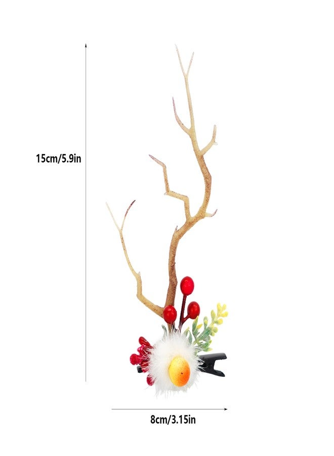 TOECWEGR Deer Antler Headbands Christmas Flower Branches Hair Clips Hoop Reindeer Antlers Headband Photo Shoot Forest Holiday Beauty Headdress - Image 3