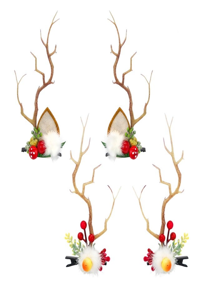 TOECWEGR Deer Antler Headbands Christmas Flower Branches Hair Clips Hoop Reindeer Antlers Headband Photo Shoot Forest Holiday Beauty Headdress - Image 5