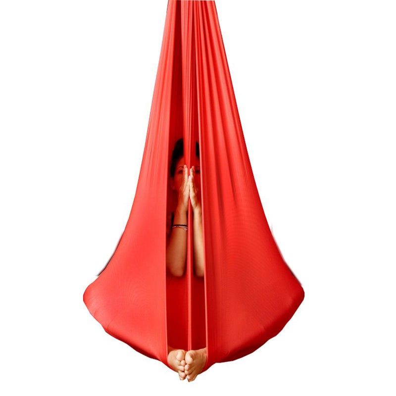 wellsem Wellsem Deluxe Yoga Swing  L55 Yards W3 Yard Aerial Hammock Silk Fabric for Bodybuilding 5mx28m Red 
