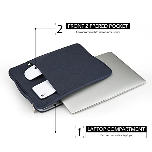 MicaYoung 14 Inch Laptop Sleeve Case Water-Resistant Protecive Bag with Front Pocket Retractable Handle Notebook Carrying Case for 14 Inch Chromebook Notebook,Navy Blue - Image 3