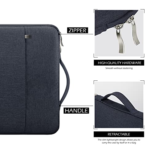 MicaYoung 14 Inch Laptop Sleeve Case Water-Resistant Protecive Bag with Front Pocket Retractable Handle Notebook Carrying Case for 14 Inch Chromebook Notebook,Navy Blue - Image 5