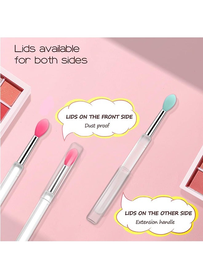 10pcs Silicone Lip Brushes Set, Lipstick Lip Gloss Applicator Brushes with Anti-lost Cover Lip Care Tool, Multipurpose Crystal Rod Makeup Brushes (Pink+Green) - Image 3
