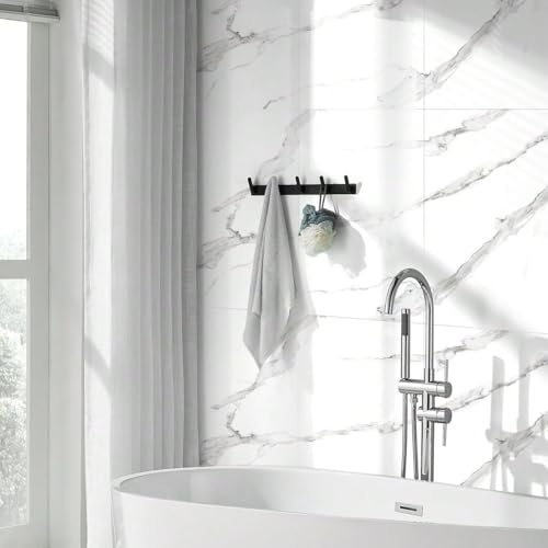 Chejiaye 10pcs Thick Marble Peel and Stick Waterproof Wall Panels,Heat-Resistant Backsplash Tile, 23.6"x11.8" PVC Foam Wall Sticker for Kitchen,Living Rooms,TV Walls,White Gray (Not Real Tile 19.4Sq. Ft.) - Image 2