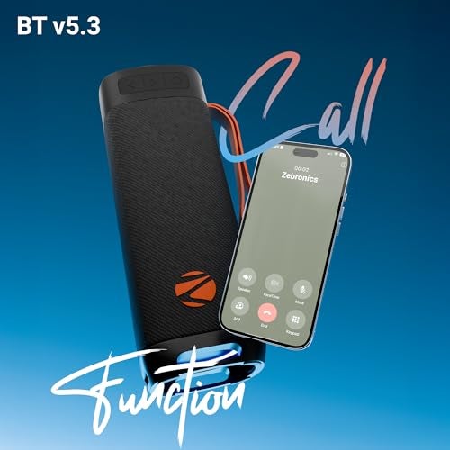 Zebronics Portable BT Speaker, 40W, Upto 6Hrs Playback, Dual 6.35cm Drivers, Passive Radiators, TWS, Type-C Charging, mSD, AUX, IPX5 Water Resistant, Voice Assistant Support (Sound Feast 250, Black) - Image 5
