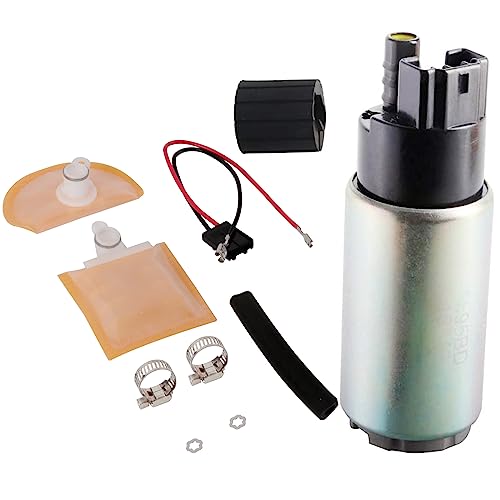 MUCO New 255LPH High Flow Intank Electric Fuel Pump with StrainerFilter  Rubber GasketHose  Stainless Steel Clamps  Universal Connector Wiring Harness MCP203A