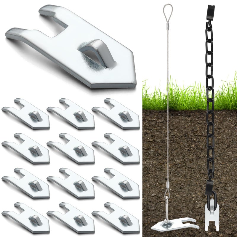 Qualirey 12 Pack Galvanized Wolf Fang Anchor Heavy Duty Ground Earth Anchors for Trapping, Tents, Sheds, Carports, Swing Set, Greenhouse - Image 1