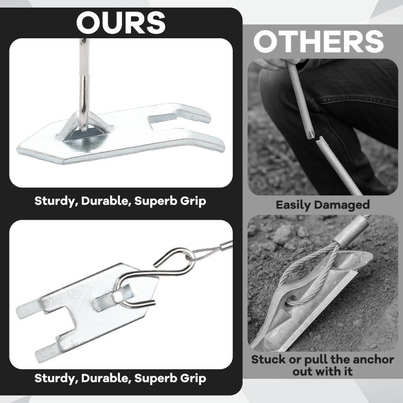 Qualirey 12 Pack Galvanized Wolf Fang Anchor Heavy Duty Ground Earth Anchors for Trapping, Tents, Sheds, Carports, Swing Set, Greenhouse - Image 4