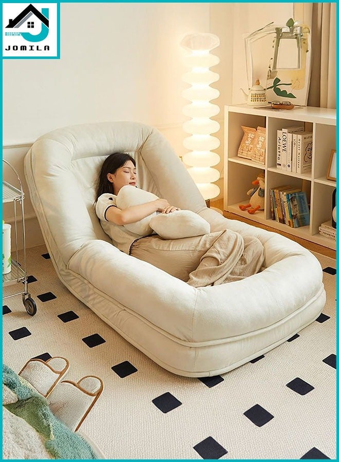 JOMILA Human Dog Bed Foldable with 5 Adjustable Positions, Giant Bean Bag Chair Bed for Adults, Folds From Lazy Chair to Floor Mattress Bed, Large Floor Sofa Couch, Big Sofa Bed, Apricot - Image 1