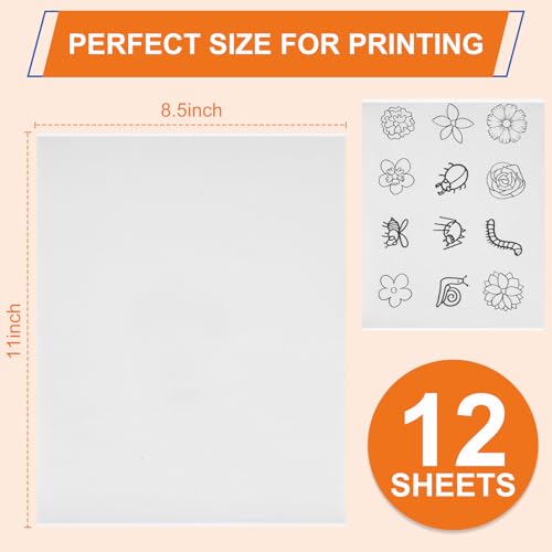 FURWEY 12PCS 8.5"x11" Sticky Water Soluble Embroidery Stabilizer Printable Paper Wash Away Stabilizer Allowed for Print or Draw Patterns Medium Weight for Hand & Machine Embroidery - Image 2
