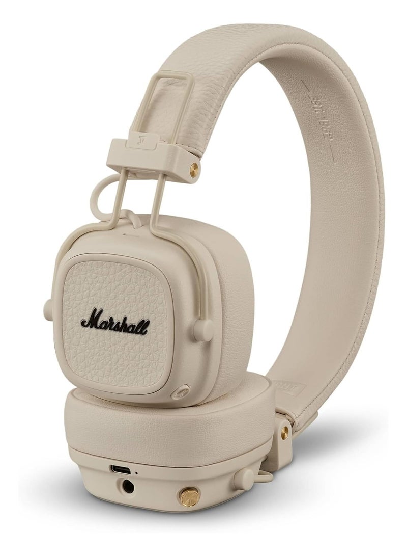 Marshall Fields Marshall Major V Bluetooth Headphones - Foldable Bluetooth Wireless Headphones Bluetooth with 100+ Hours of Playtime (Cream) - Image 1