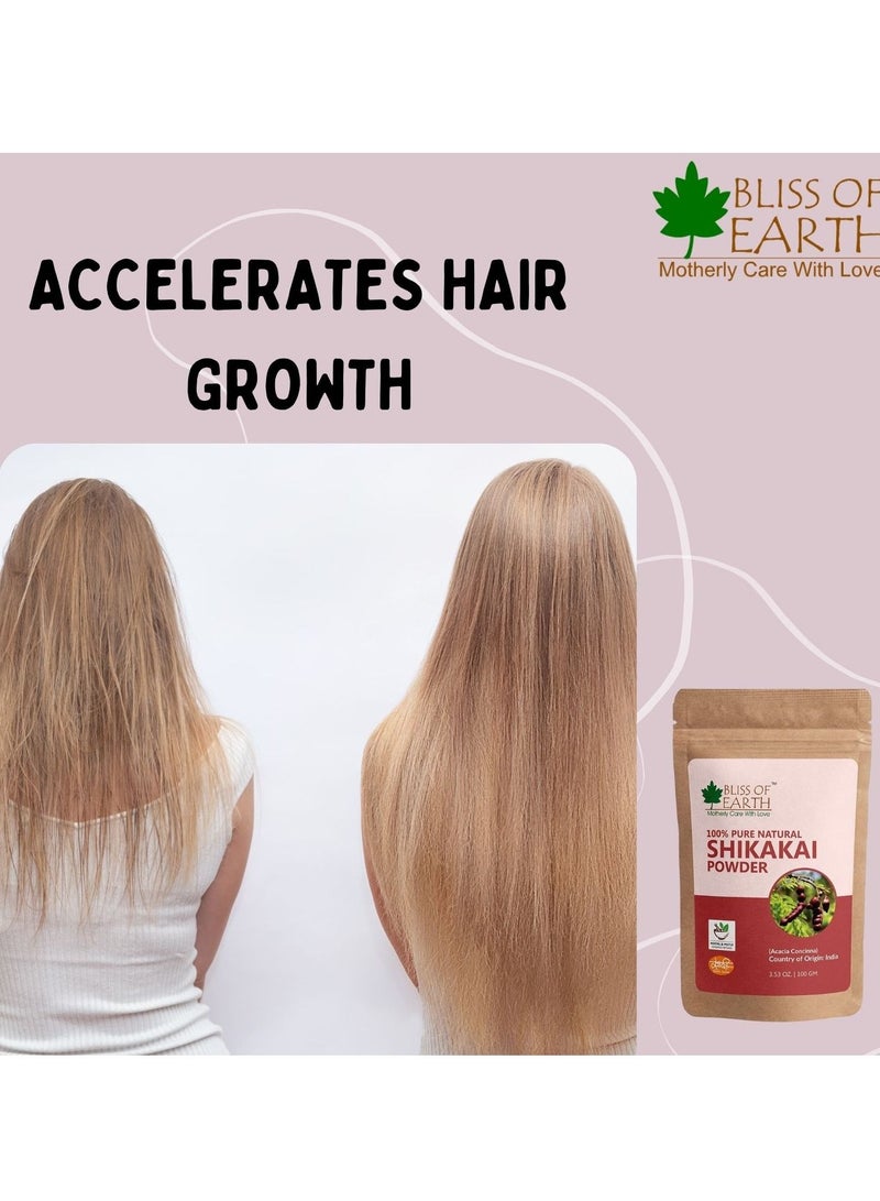 BLISS OF EARTH Bliss of Earth 100% Pure & Natural Shikakai Powder 100GM Acacia Concina Gorgeous hair Naturally Traditional Hair Cleanser & Conditioner Complete Hair Care Pack of 2 - Image 4