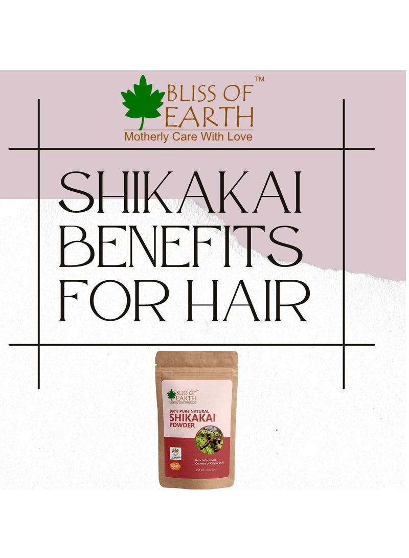 BLISS OF EARTH Bliss of Earth 100% Pure & Natural Shikakai Powder 100GM Acacia Concina Gorgeous hair Naturally Traditional Hair Cleanser & Conditioner Complete Hair Care Pack of 2 - Image 2