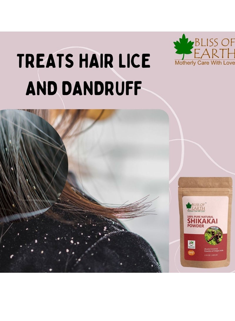 BLISS OF EARTH Bliss of Earth 100% Pure & Natural Shikakai Powder 100GM Acacia Concina Gorgeous hair Naturally Traditional Hair Cleanser & Conditioner Complete Hair Care Pack of 2 - Image 5