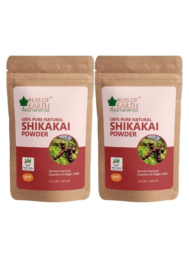 BLISS OF EARTH Bliss of Earth 100% Pure & Natural Shikakai Powder 100GM Acacia Concina Gorgeous hair Naturally Traditional Hair Cleanser & Conditioner Complete Hair Care Pack of 2 - Image 1