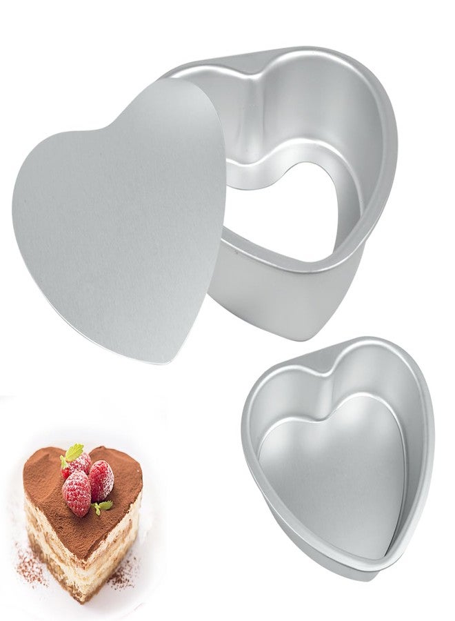 FRIGIIRE Heart Cake Pan 6+8inch Heart Shaped Cake Pan Removable Bottom Deep Mold Aluminum - Image 1