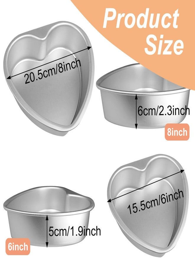 FRIGIIRE Heart Cake Pan 6+8inch Heart Shaped Cake Pan Removable Bottom Deep Mold Aluminum - Image 2