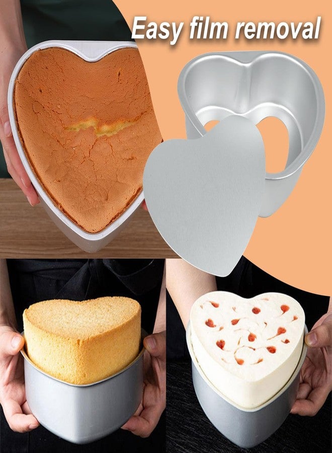 FRIGIIRE Heart Cake Pan 6+8inch Heart Shaped Cake Pan Removable Bottom Deep Mold Aluminum - Image 3