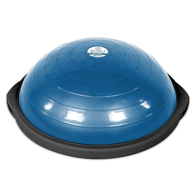 Bosu 20 Inch Dynamic Non-Slip Travel Size Home Gym Balance Ball Pod Trainer for Strength and Flexibility with 6 Rubber Feet and Hand Pump, Blue - Image 2
