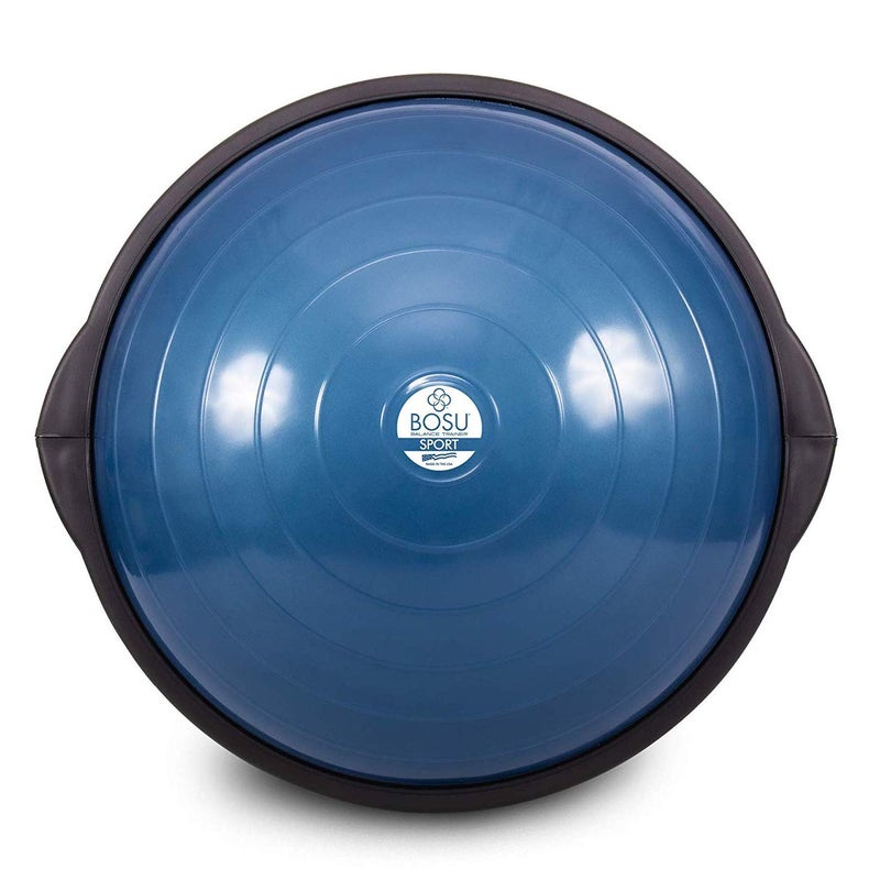 Bosu 20 Inch Dynamic Non-Slip Travel Size Home Gym Balance Ball Pod Trainer for Strength and Flexibility with 6 Rubber Feet and Hand Pump, Blue - Image 1