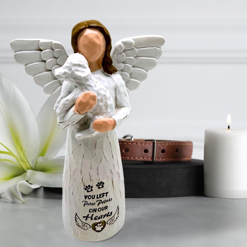 DUDULOVY Dog Memorial Angel Figurine - Loss of Dog Sympathy Gift, White - Image 3