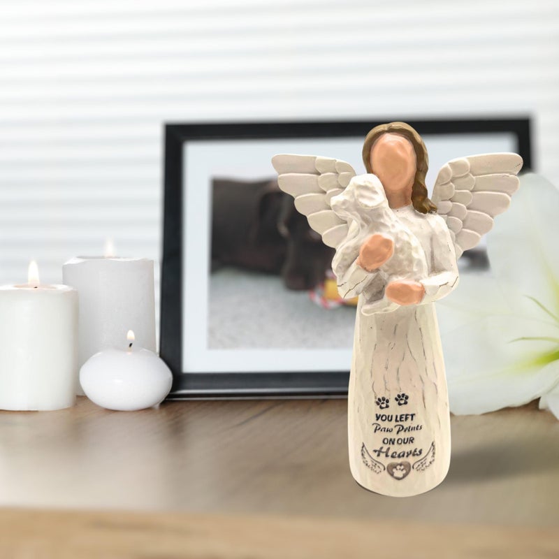 DUDULOVY Dog Memorial Angel Figurine - Loss of Dog Sympathy Gift, White - Image 2