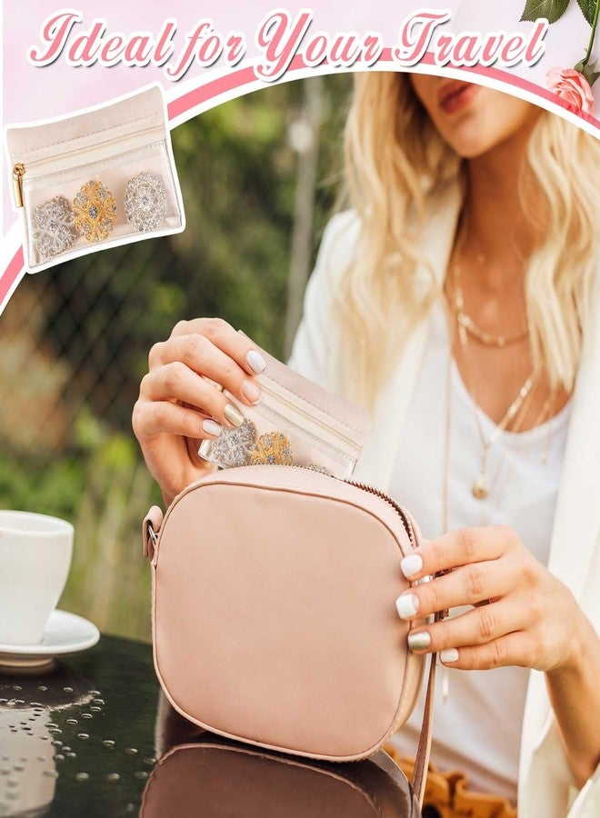 Uiifan 36 Pcs Travel Jewelry Bag Bulk Zipper Jewelry Pouch Flannel Portable Pocket Organizer for Necklace Earring Women Gift(4.53 x 3.15 Inch,Beige) - Image 3