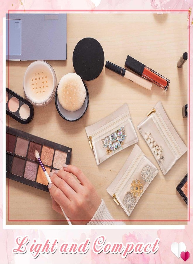 Uiifan 36 Pcs Travel Jewelry Bag Bulk Zipper Jewelry Pouch Flannel Portable Pocket Organizer for Necklace Earring Women Gift(4.53 x 3.15 Inch,Beige) - Image 5