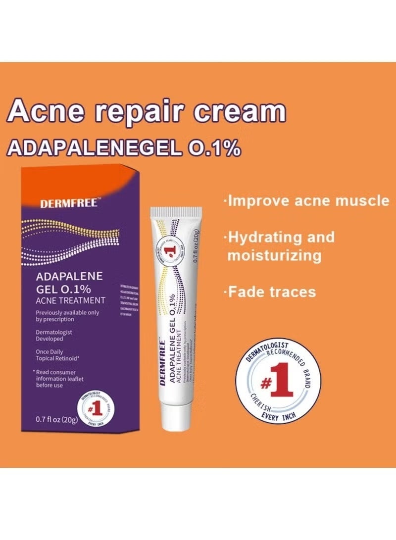 DERMFREE Acne Cream 20g, Soothes Face & Reduces Blackheads, adapalene gel for benzoyl peroxide, Pimples & Blemishes | Oil Control & Redness Relief for Sensitive, Oily & Acne-Prone Skin - Image 3