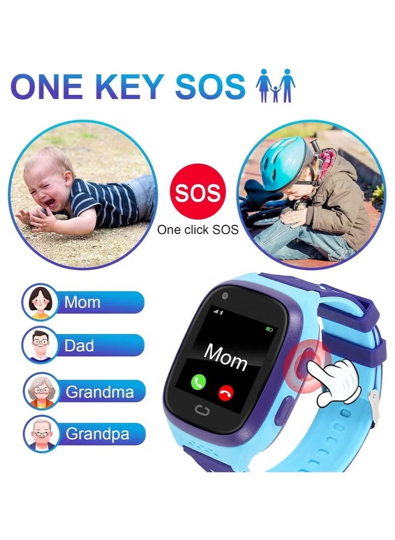 4G Kids Smart Watch with Voice Calling Two-Way Call, SOS, Voice Chat, 7 Puzzle Games, Wi-Fi, School Mode, Pedometer, Alarm Clock – Touchscreen Smartwatch for Boys and Girls - Image 3