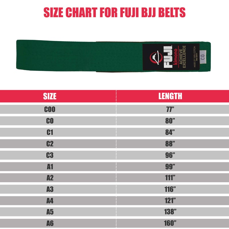 Fuji FUJI Kids Brazilian Jiu Jitsu Belt with Rank Bar, BJJ Belt for Children, Green, Size A2  - Image 5