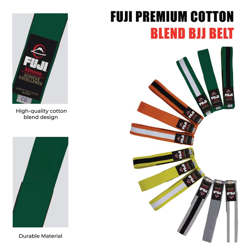 Fuji FUJI Kids Brazilian Jiu Jitsu Belt with Rank Bar, BJJ Belt for Children, Green, Size A2  - Image 4
