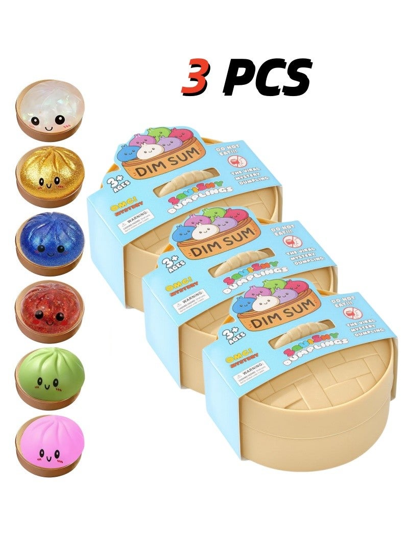 Glitter Dumpling, Glitter Dumpling Squishy with Box, Glitter Squishy Dumplings Squeeze for Stress Relief(Random Color) - Image 1