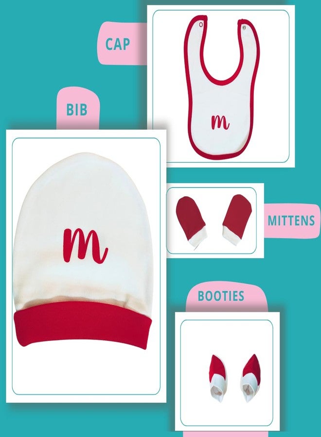 MINI MAVIN 100% Organic Cotton Newborn Rompers, Cap, Booties, Mittens Set | New Born Clothes | New Born Gifts | Baby Clothes Sets | Newborn Essentials (10, Red, 0-3 months) - Image 4