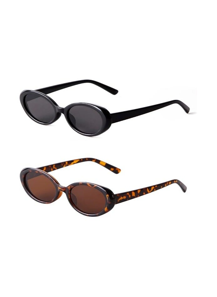 أوزيغالور نظارات شمسية ريترو بيضاوية عصرية للنساء، نظارات شمسية عصرية بيضاوية الشكل، موضة التسعينيات صغيرة الحجم عتيقة وضيقة - Image 1