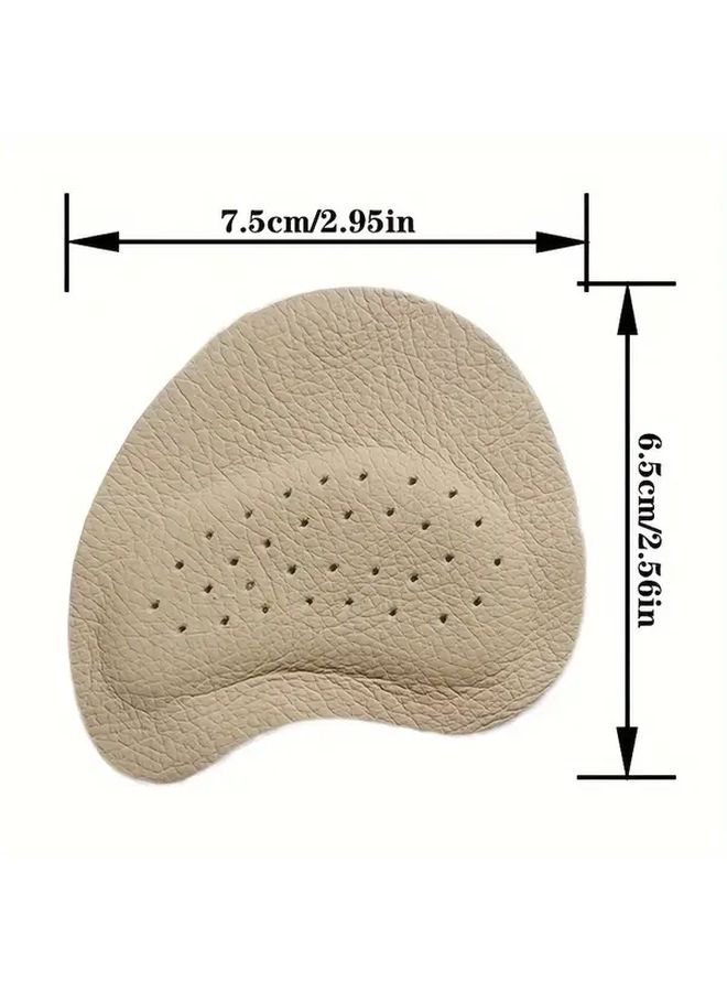 2 Pcs Self Adhesive Forefoot Pads Anti Slip Comfort Cushions Beige Faux Leather - Image 3