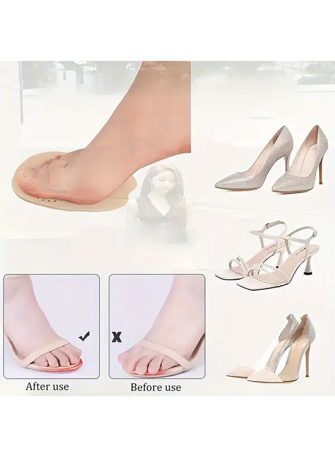 2 Pcs Self Adhesive Forefoot Pads Anti Slip Comfort Cushions Beige Faux Leather - Image 2