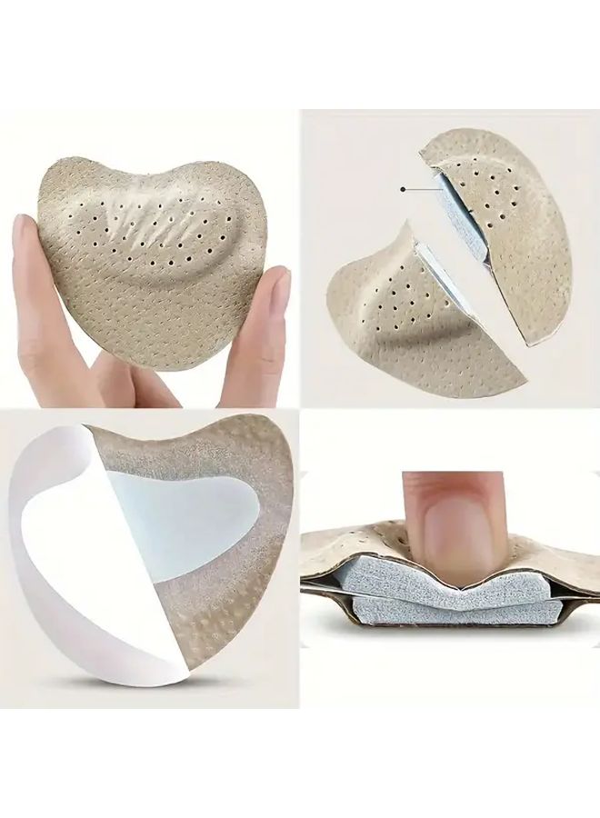 2 Pcs Self Adhesive Forefoot Pads Anti Slip Comfort Cushions Beige Faux Leather - Image 4