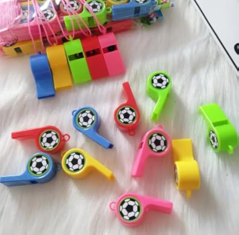 24 Pcs Whistle With Nylon Cord Reliable Abs Mini Plastic Set 24Pcs Sports Whistles For Kids Coaches Lightweight Material Loud Clear Sound Ideal Givaways Christmas New Year