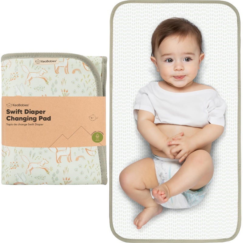 KeaBabies Portable Diaper Changing Pad Easy Wipe Clean Foldable Waterproof Baby Changing Mat for Diaper Bag Compact Lightweight 25x13 Newborn Infant Baby Changer Travel Essential Fox Vale - Image 2