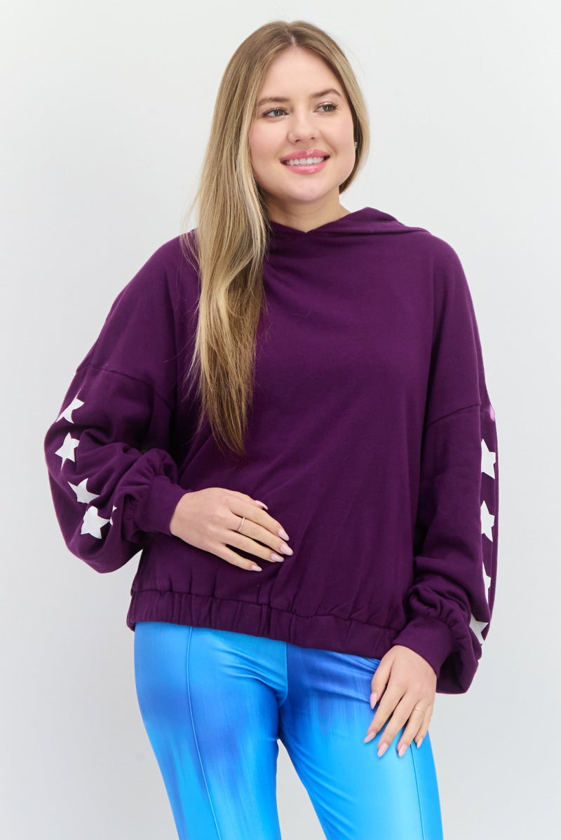 Aqua Women Sportswear Fit Long Sleeve Outdoor Hoodie, Purple  - Image 1