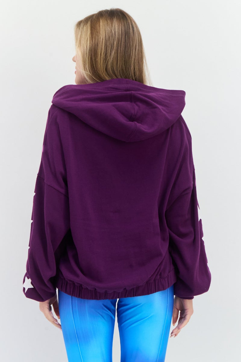 Aqua Women Sportswear Fit Long Sleeve Outdoor Hoodie, Purple  - Image 3