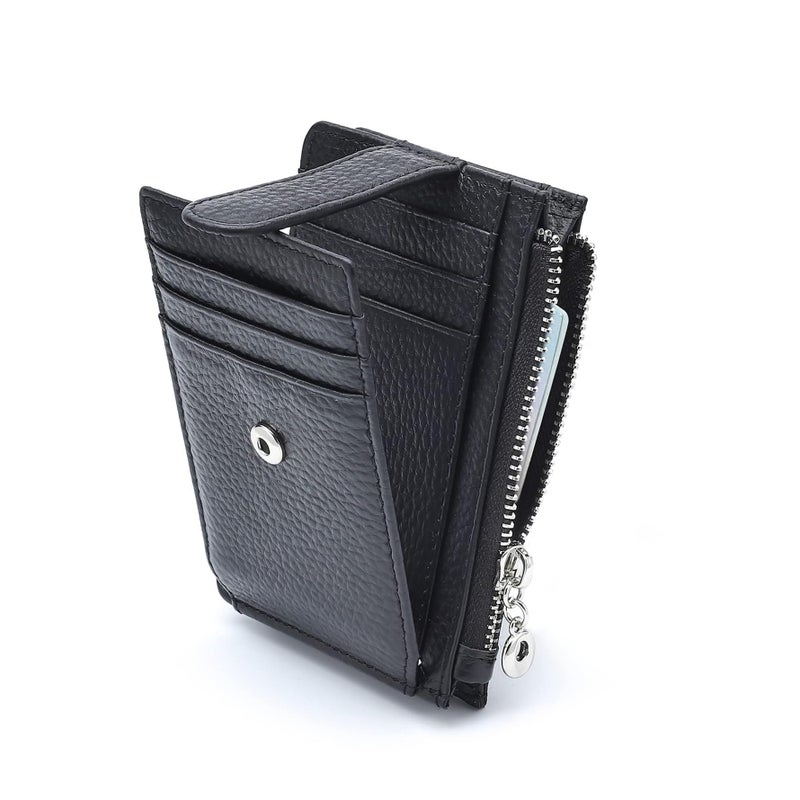 Fependu Slim Wallet for Women Thin Womens Card Holder RFID Blocking Genuine Leather Small Wallets Black - Image 1